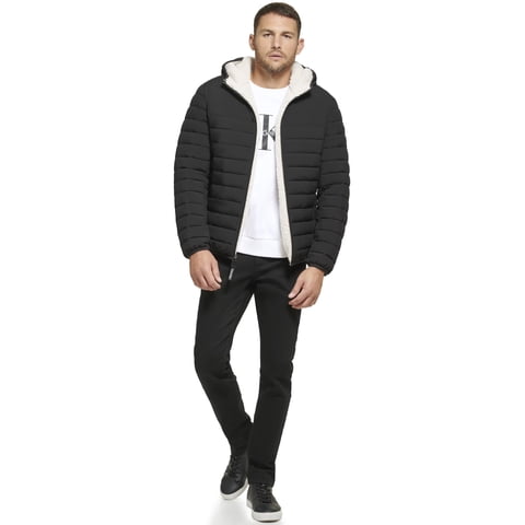 Chaqueta Acolchada Calvin Klein Para Hombre, De Peso Medio, Con Forro Sherpa
