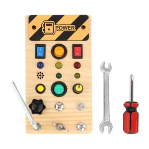 Magideal - Tablero De Madera Ocupado Con Juguete Sensorial Ligero, Habilidades Motoras Finas, Interruptor Educativo Y Herramientas De Destornillador Para Niños Y