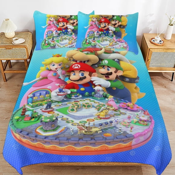 Mari-o Mar-io Mari-o Mar-io Bedding Set Sheet Set for Kids Adults,All Season Lightweight
