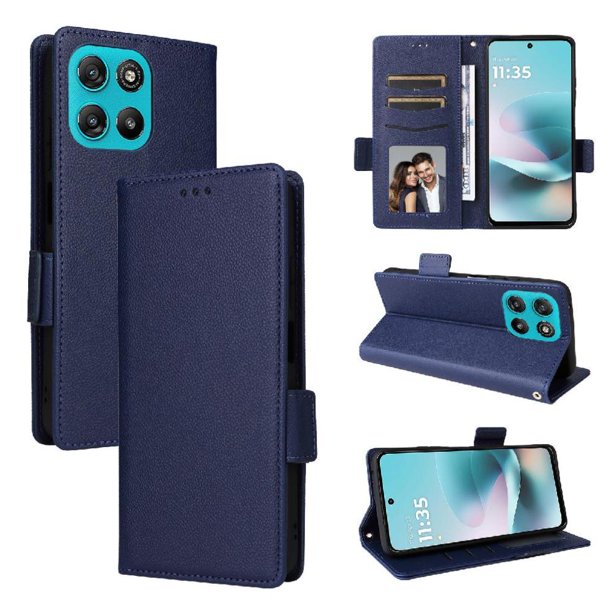 Funda Cartera para Motolora Moto G57 Power Tapa Flip con Ranuras y Soporte Azul