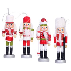 Magideal - 4 Piezas 12,5 Cm Decoración Colgante De Navidad Cascanueces Artesanía Cascanueces Figuras Para Jardín Al Aire Libre Interior De Navidad