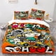 thumbnail image 1 of v559 Bed Sheets Graffiti Hip Hop Modern Street Art Bedding Set,Duvet Cover Bed Set Quilt Cover Pillowcase,King Queen Twin Size Boys Girls Adults 3-Piece Bedding Set (1 Duvet Cover + 2 Pillow Shams) Be, 1 of 5