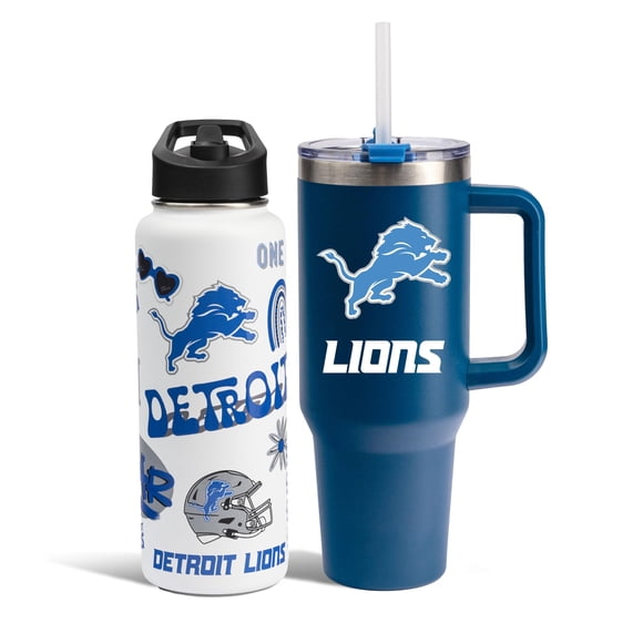 Juego de botella de agua y vaso térmico The Memory Company Detroit Lions