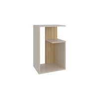 Fmfurniture - Mesa Lateral 63,4X39,8X30 Cm Beige Y Café Claro