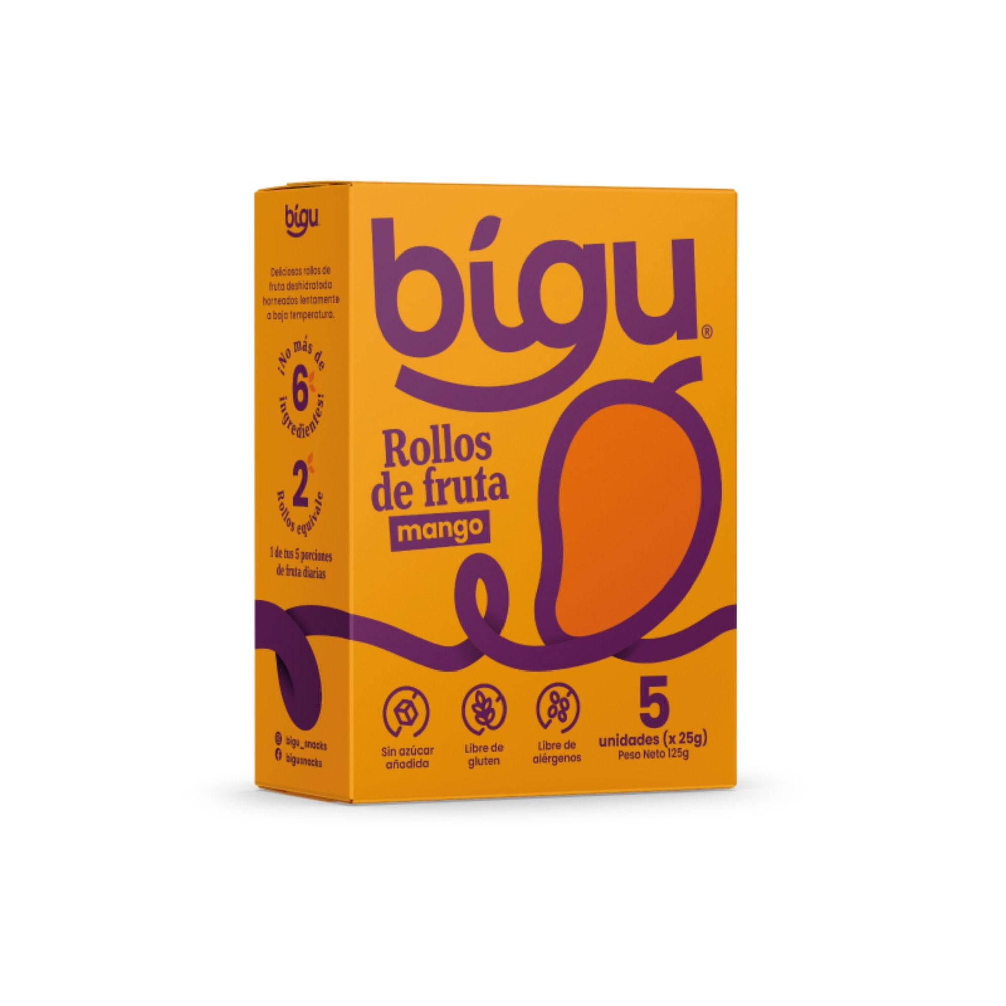 Rollos De Fruta Mango 125 g Bigu