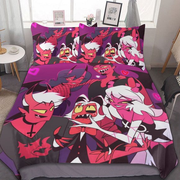Animation Helluva Boss 3 Pieces Bedding Sets Soft Comforter Sets Decor Bedroom Gifts