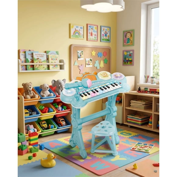 Piano musical set completo con microfono y silla