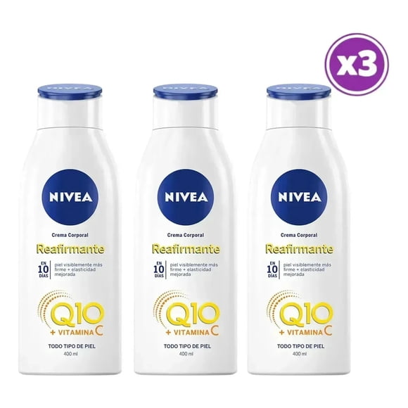 PACK 03 Crema Corporal Nivea Q10 + Vit C Reafirmante 400 ml.