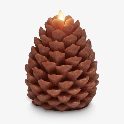 Vela Sin Llama Lamp Luminara Pinecone Adobe 12X15 Cm
