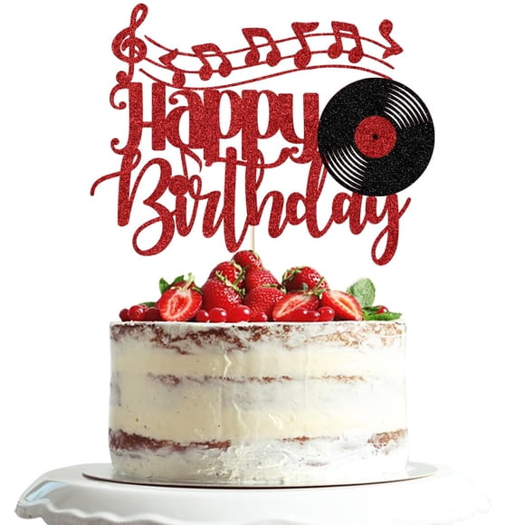 Adorno para pastel Dxsdgetue Disco de vinilo Feliz Cumpleaños Rojo