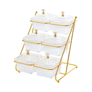 Bothyi - Plato De Ensalada De Frutos Secos, Bandeja De Frutas De Varios Niveles Para Aperitivos, Dulces, Familia, Transparente