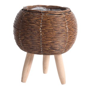 Ioensy - Cesta Tejida Soporte Para Plantas Con Patas Maceta Para Apartamento Sala De Estar Bola Marrón Oscuro
