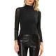 thumbnail image 1 of Blusa de Fiesta Ajustada con Brillo y Mangas Largas Semitransparentes para Mujer INSPIRE CHIC XL Negra, 1 of 6
