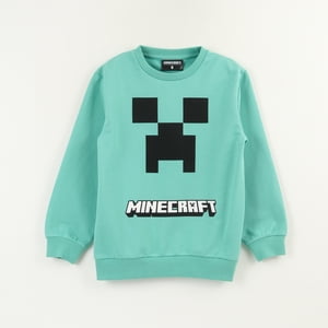 Poleron Cerrado Niño Verde Creeper Face Minecraft