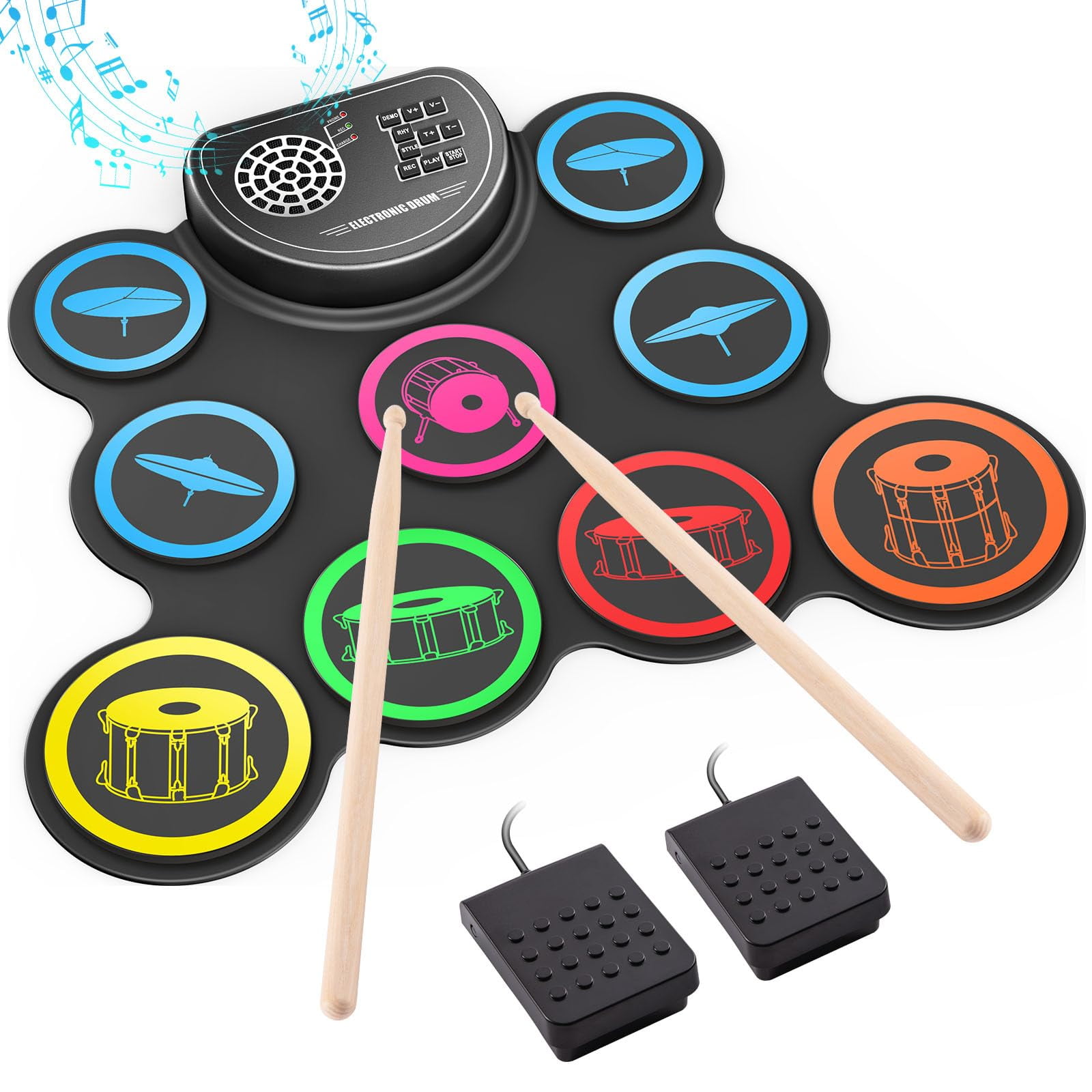 Batería Electrónica Sboet 9 Drum Practice Pad Con Conector Para Auriculares