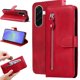 thumbnail image 1 of Funda tipo cartera para Samsung Galaxy A37 con bolsillo con cremallera y ranuras para tarjetas – Función de soporte Rojo, 1 of 5