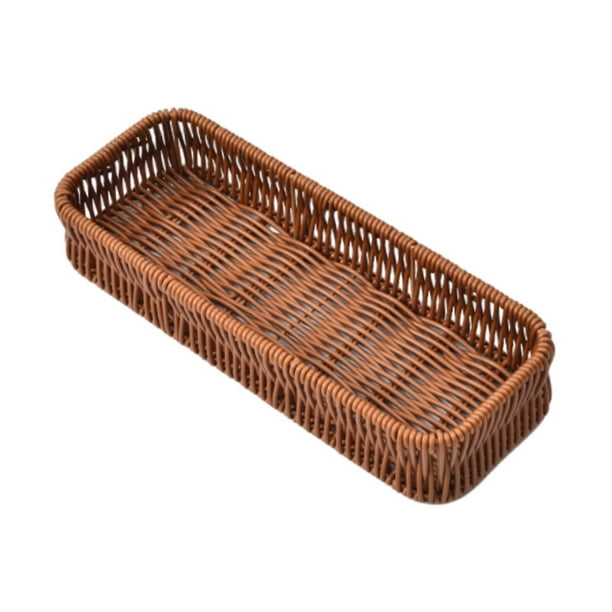 Cesta de servicio tejida de imitación de ratán, cesta de pan, bandeja de comida, soporte para frutas, organizador decorativo para bocadillos, bebidas, M