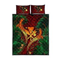 Milsleep - Juego De Cama Colcha Hawaii Shark Polynesian Tropical - Rojo