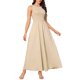 thumbnail image 4 of INSPIRE CHIC Vestido Maxi sin Mangas para Mujer con Diseño de Parches Línea A Cuello Redondo Elástico Casual Talla XL Beige, 4 of 6