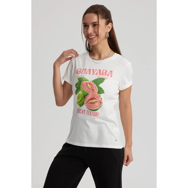 Polera Mujer Gráfica Roll Up Crudo / Rosado