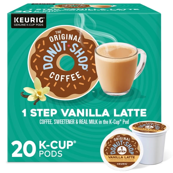 Latte de vainilla K-Cup Pods The Original Donut Shop, 20 unidades