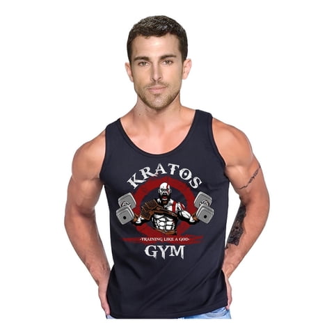 Persodesign - Polera Kratos Gym Musculosa Tank Algodon Talla S Negro Hombre