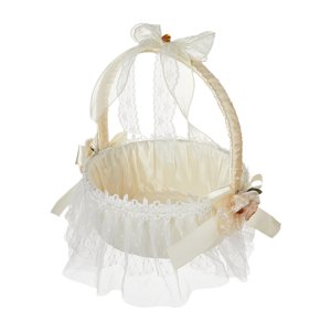 Magideal - Cesta De Flores Para Niña, Cesta De Flores Para Boda, Decoración De Fiesta, Elegante Y Romántica Cesta De Flores De Satén Con Lazo Para Recepción De