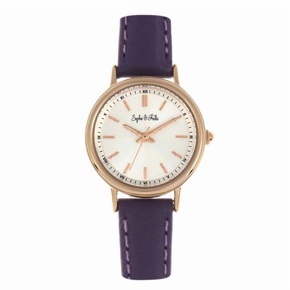 Reloj Sophie & Freda Berlin Leather-Band para mujer, color morado