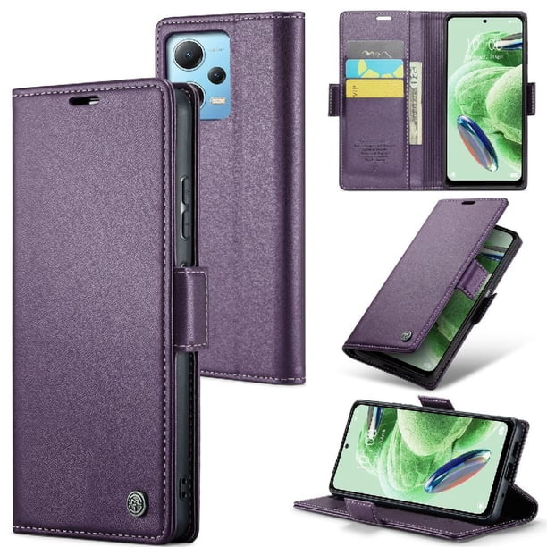 CaseMe tipo cartera Xiaomi Redmi Note 12 5G con cierre magnético, RFID, tarjetero, soporte, carga inalámbrica