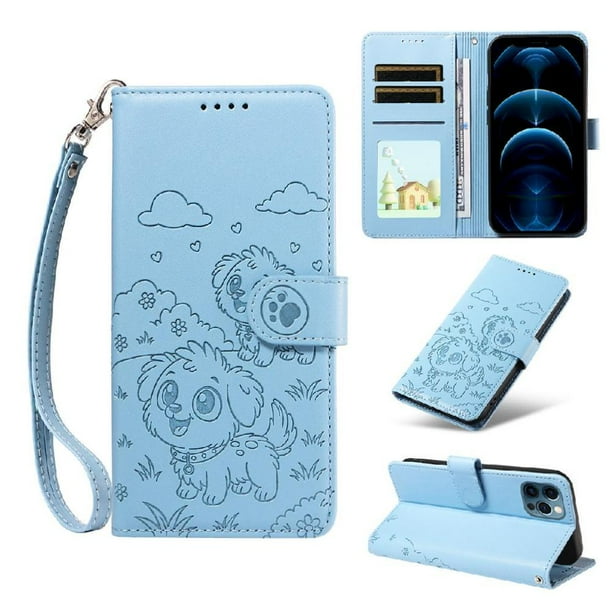 Funda Billetera FOXDOCK Compatible con iPhone 13 Pro, Diseño Perrito Tierno, Ranuras para Tarjetas y Soporte Plegable