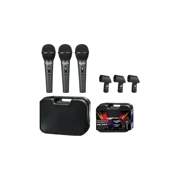 Set 3 Micrófonos Vocales y Porta Micrófonos - PB-B6