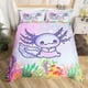 thumbnail image 1 of Funda nórdica de ajolote de dibujos animados tamaño Queen, juego de ropa de cama de girasol, funda nórdica botánica de animales lindos, funda de edredón amarilla acuarela., 1 of 3