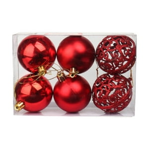 Genérico - 6 Piezas De Adornos De Bolas De Navidad, Manualidades, Decoración Navideña Para Fiestas De Año Nuevo, Color Rojo