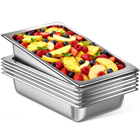 Bandeja para hotel OSTBA tamaño 1/1, acero inoxidable de 10 cm de profundidad, paquete de 6