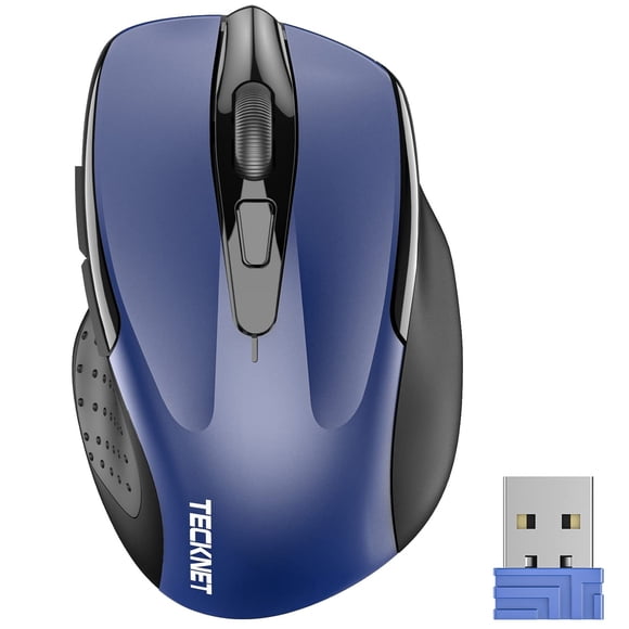 Ratón inalámbrico TECKNET 2,4 GHz 2400 DPI, 24 meses de batería, azul