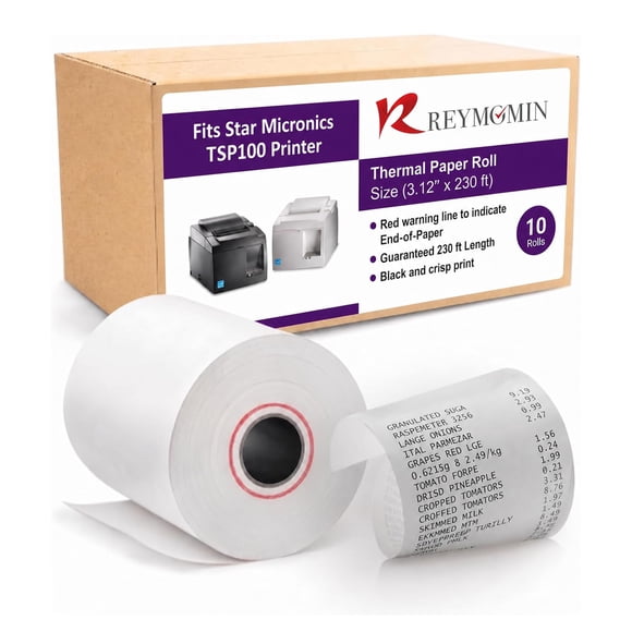 Papel térmico REYMOMIN 8 cm x 70 m para impresoras Star Micronics