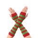thumbnail image 1 of Guantes Sin Dedos Para Mujer INSPIRE CHIC Estampados Hasta El Codo Calentadores De Brazos Tejidos Rayas Anchas Rojas y Verdes, 1 of 6