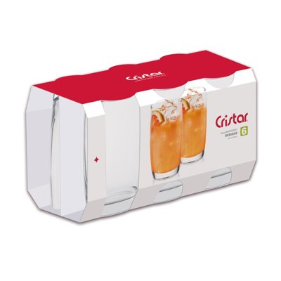 Set 6 Vasos Liso Altos Monterrey Vidrio 445Ml Transparente 1 Un Cristar