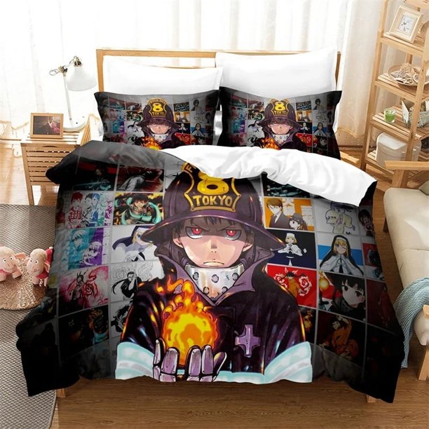 Fire Force Bedding Set Duvet Cover Pillowcase Boys Girls Adult