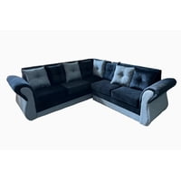 Muebles Duna - Seccional 5 Cuerpos Marsella Felpa Lino Negro Gris