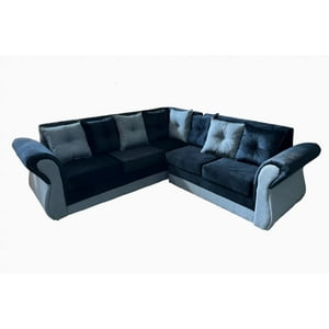 Muebles Duna - Seccional 5 Cuerpos Marsella Felpa Lino Negro Gris