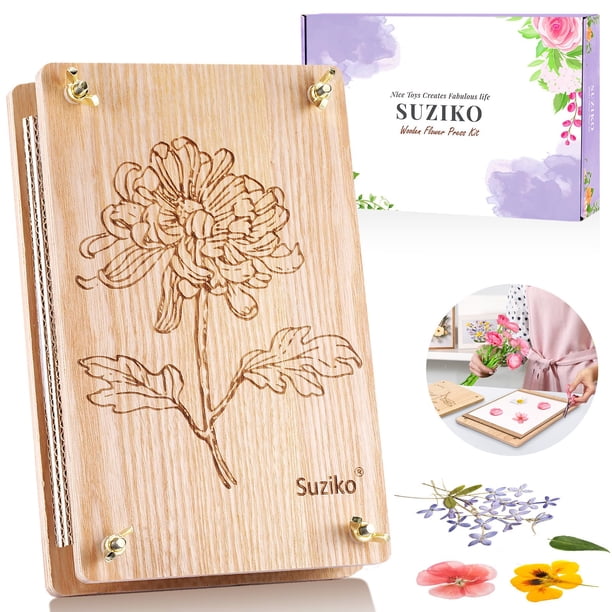 Kit de prensa de flores Suziko, tamaño grande, para adultos y niños, con caja de regalo
