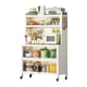 thumbnail image 2 of 65'' Tall Kitchen Bakers Rack with Flip Door Cabinet, 5 Tier Multifunctional Microwave Stand Buffet, Coffee Bar, Kitchen Pantry Storage Cabinet Shelf, Quick Assembly, White, 2 of 3