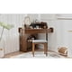 thumbnail image 2 of Corner Makeup Vanity Desk With Mirror & LED Lights, Modern Vanity Set With Mirror And Stool, Dressing Table With Large Storage For Small Place, Brightness Adjustable Folding Mirror, Walnut, 2 of 3
