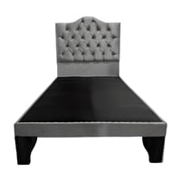 Flobal - Cama 1,5 Plazas Ovalado, Incluye Base Y Respaldo Gris