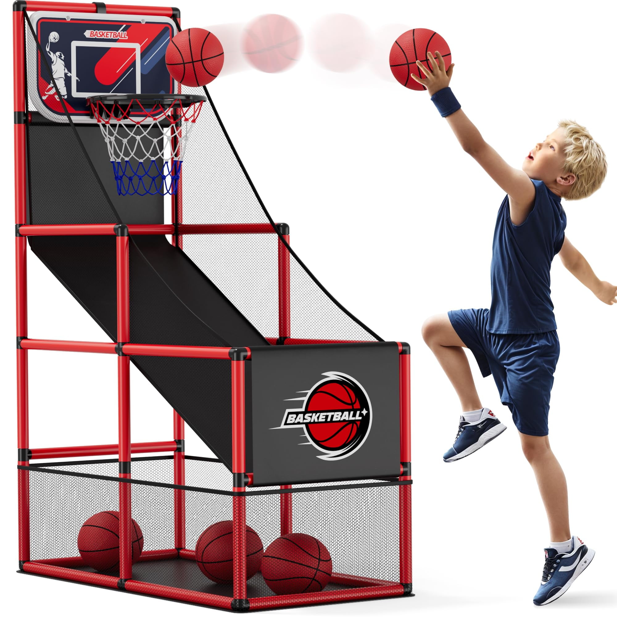 Juego Arcade De Baloncesto Hyes Para Interiores Y Exteriores Con 4 Pelotas Y Bomba