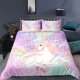 thumbnail image 1 of Unicorn Bedding Set King Queen White Pink Unicorn Duvet Cover for Girls Boys Dreamy Cartoon Sparkle Lilac Polyester Quilt Cover Bed Sheets, 1 of 5