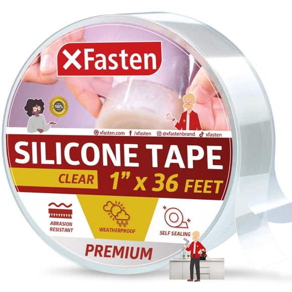 Cinta autoadhesiva de silicona XFasten, impermeable, transparente, 1 cm x 11 m