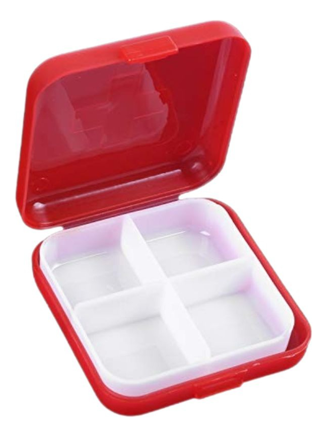 Genérico - Set 6 Pastillero Rojo 4 Compartimientos Medicamentos Lau