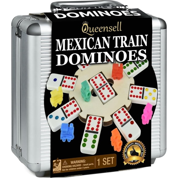 Queensell Mexican Train Dominoes Set con Hub de Madera y Dominó